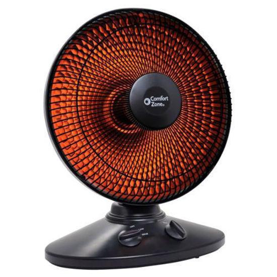 Comfort Zone CZ998 Oscillating, Electric Wire Element Dish Heater PARABOLIC Radiant, Black
